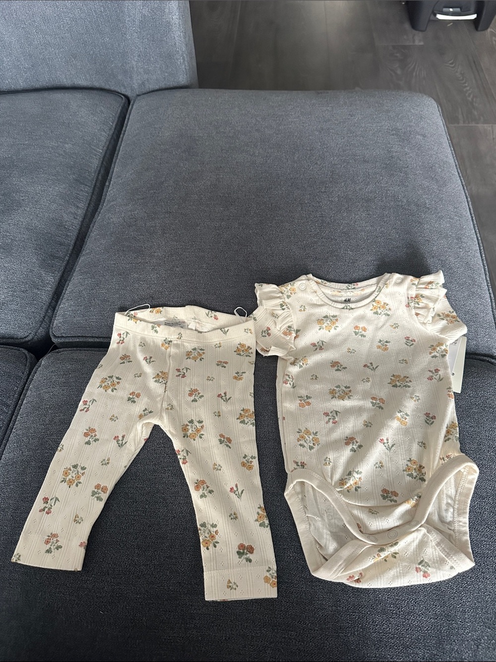 Cream Floral Ruffle Sleeve Baby One-Piece